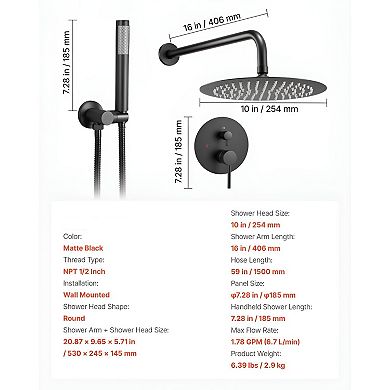 Bathroom Shower System with Air-Injection Rain Head and Handheld Hose