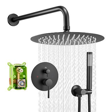 Bathroom Shower System with Air-Injection Rain Head and Handheld Hose