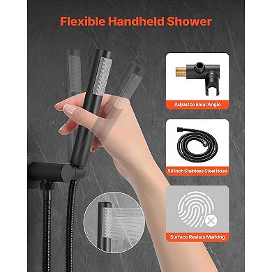 Bathroom Shower System with Air-Injection Rain Head and Handheld Hose