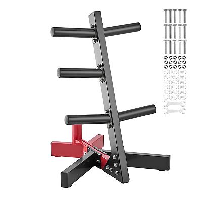 Space-Saving Weight Plate and Barbell Rack for Garage Gyms - Black