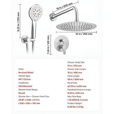 Bathroom Shower System with Rain Shower, Handheld Sprayer, and Wide Coverage