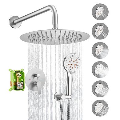 Bathroom Shower System with Rain Shower, Handheld Sprayer, and Wide Coverage