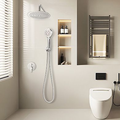 Bathroom Shower System with Rain Shower, Handheld Sprayer, and Wide Coverage