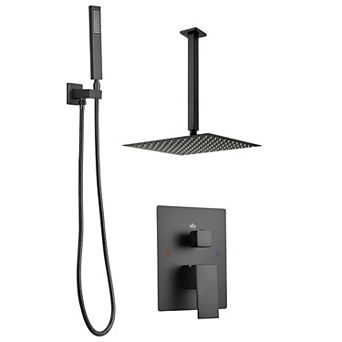 Bathroom Shower System with Air-Injection Rain Head and Handheld Hose