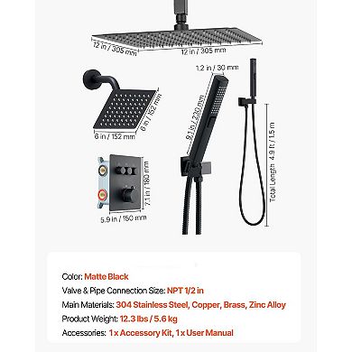 Multi-Function Shower with Rainfall Head, Handheld Hose, and Adjustable Side Shower