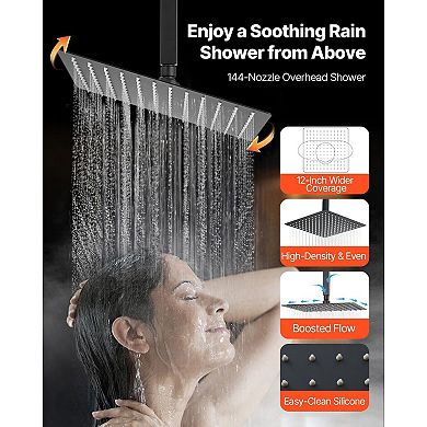 Multi-Function Shower with Rainfall Head, Handheld Hose, and Adjustable Side Shower
