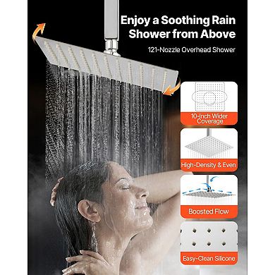 Multi-Function Shower System with Body Jets, 10" Overhead Rain, and Handheld Spray