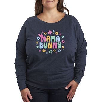 Plus Size Mama Bunny French Terry Long Sleeve Tee