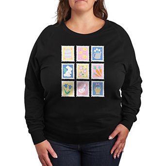 Plus Size Stamps French Terry Long Sleeve Tee