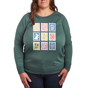 Plus Size Stamps French Terry Long Sleeve Tee