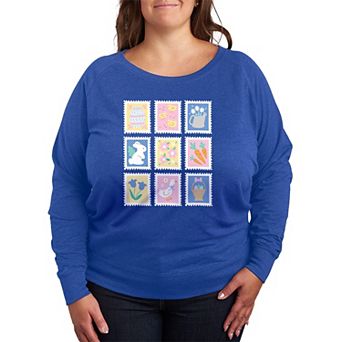 Plus Size Stamps French Terry Long Sleeve Tee