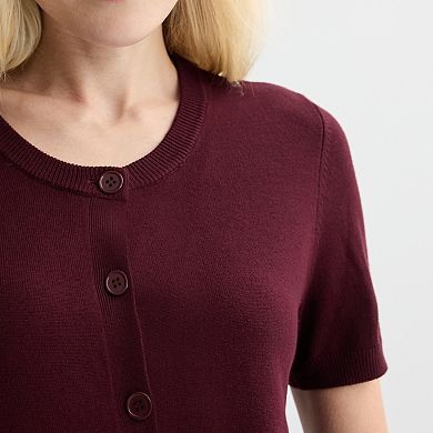 Women's Nine West Jersey Short Sleeve Cardigan