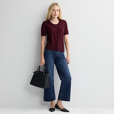 Women's Nine West Jersey Short Sleeve Cardigan