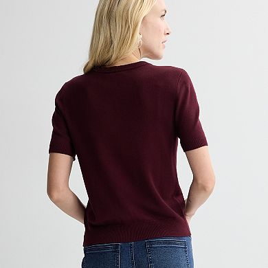 Women's Nine West Jersey Short Sleeve Cardigan