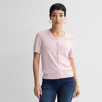 Women's Nine West Jersey Short Sleeve Cardigan