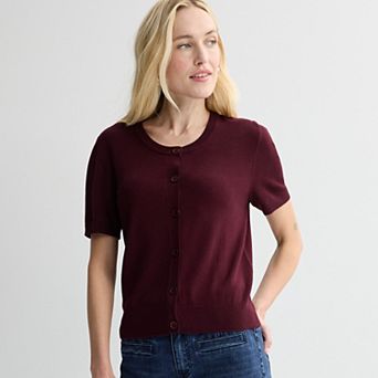 Women's Nine West Jersey Short Sleeve Cardigan