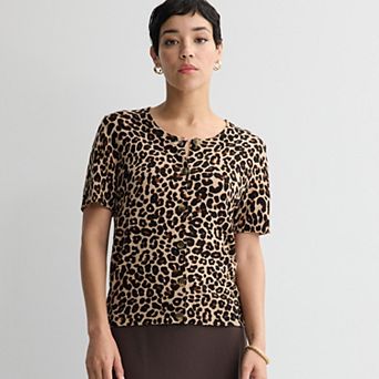 Women's Nine West Jersey Short Sleeve Cardigan