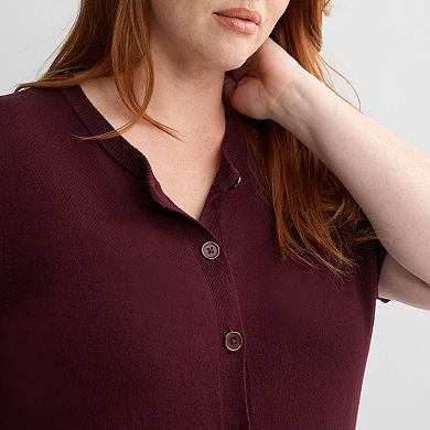 Plus Size Nine West Short Sleeve Cardigan Sweater
