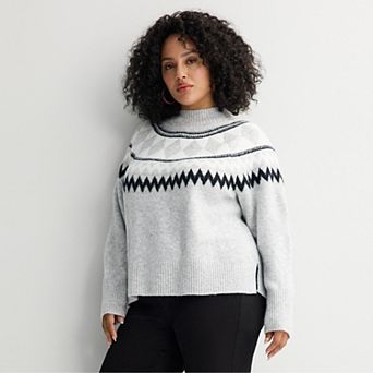 Plus Size Nine West Mock Pullover Sweater