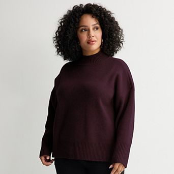 Plus Size Nine West Mock Pullover Sweater