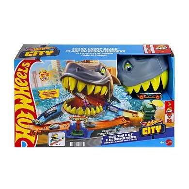 Hot Wheels City Shark Chomp Beach Playset & Die-Cast Toy Car