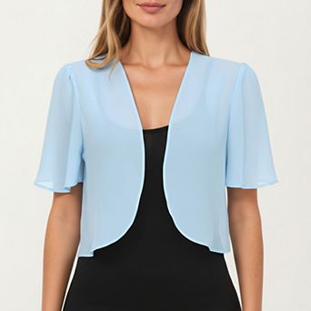 Women's Short Sleeve Bolero Shrug with Soft Draped Open Front and Lightweight Flowing Silhouette