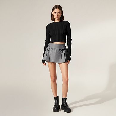 Women's Side-Tie Pleated Athletic Skort with Built-In Shorts and Smooth Stretch Fabric