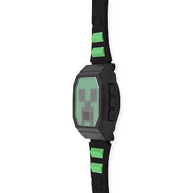 Minecraft Kids’ Creeper Light-Up LCD Watch with Corded Bracelet Set – Model MIN40000KL