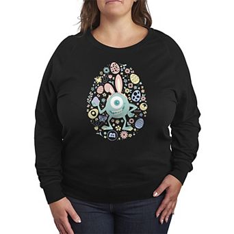 Plus Size Disney / Pixar's Monsters, Inc. Easter Bunny Mike Wazowski French Terry Long Sleeve Tee