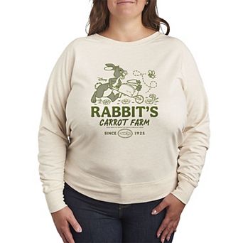 Plus Size Disney's Winnie The Pooh Rabbit's Carrot Farm French Terry Long Sleeve Tee