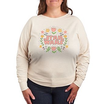 Plus Size Star Wars Spring Florals Graphic French Terry Long Sleeve Tee