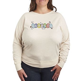 Plus Size Peanuts Easter Eggs French Terry Long Sleeve Tee