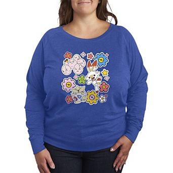 Plus Size Pokémon Easter Collage French Terry Long Sleeve Tee