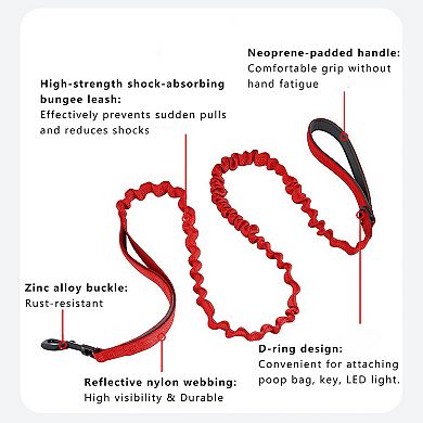 Dog Leash Reflective Comfort Dual Handle Elastic Pet Training Leash Two Length