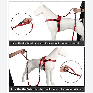 Dog Leash Reflective Comfort Dual Handle Elastic Pet Training Leash Two Length