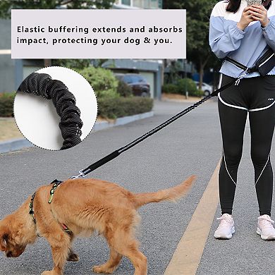 Hands Free Dog Leash Adjustable Reflective Running Belt Bag Walking Jogging with Medium Large Dogs