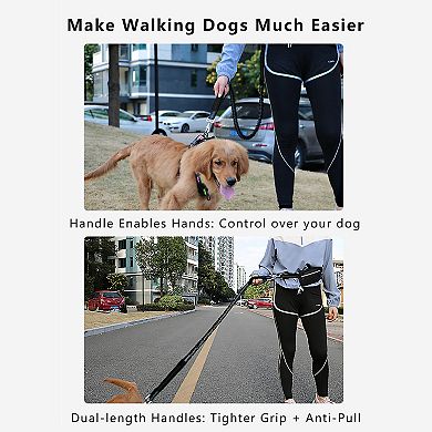 Hands Free Dog Leash Adjustable Reflective Running Belt Bag Walking Jogging with Medium Large Dogs