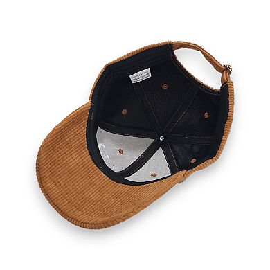Corduroy Baseball Cap with Soft Ribbed Texture and Embroidered Smiley Detail