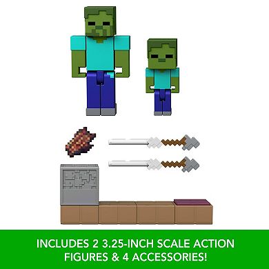 Mattel Minecraft 2-Piece Redstone Charged Zombie Arrow Trap Action Figure Set