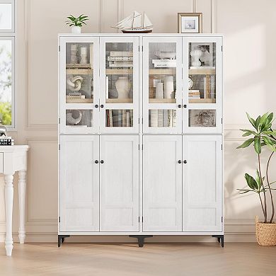 IDEALHOUSE Tall 4-Door Pantry Cabinet with Glass