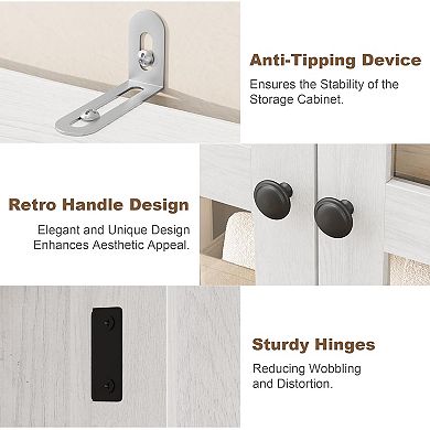 IDEALHOUSE Tall 4-Door Pantry Cabinet with Glass