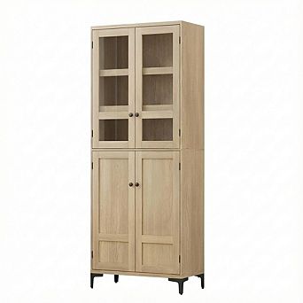IDEALHOUSE Tall 4-Door Pantry Cabinet with Glass