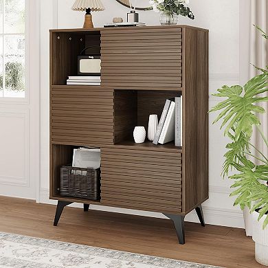 IDEALHOUSE 3-Tier Accent Cabinet with Grille Doors