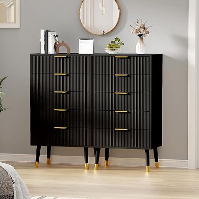 IDEALHOUSE Modern 5-Drawer Fluted Dresser