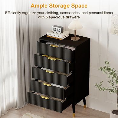IDEALHOUSE Modern 5-Drawer Fluted Dresser