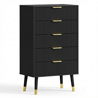 IDEALHOUSE Modern 5-Drawer Fluted Dresser