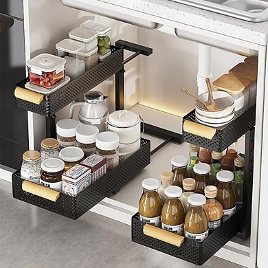 IDEALHOUSE Under Sink Slide Out Organizer 2-Pack