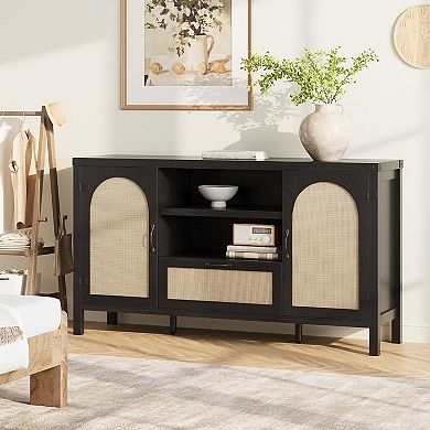 IDEALHOUSE Rattan Buffet Sideboard with Adjustable Shelf