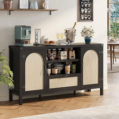 IDEALHOUSE Rattan Buffet Sideboard with Adjustable Shelf