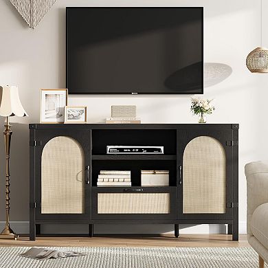 IDEALHOUSE Rattan Buffet Sideboard with Adjustable Shelf